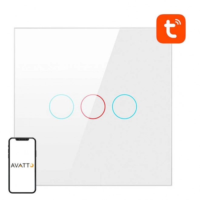 Vărsătură inteligentă ZigBee cu trei căi fără neutral alb Avatto