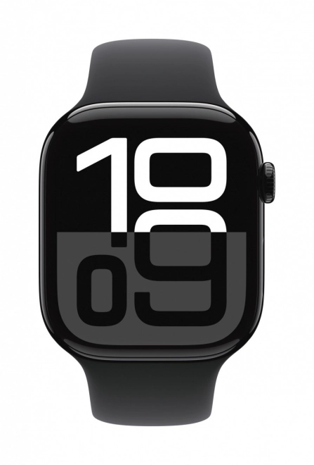Apple watch series 10 gps cu carcasă de aluminiu onyx cu brățară sport neagră m/l