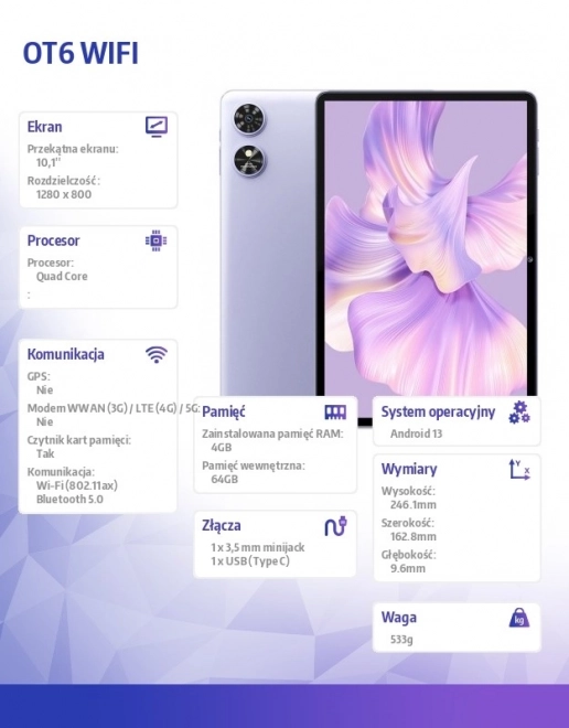 Tablet OT6 Wifi 10,1 inch 4/64GB violet