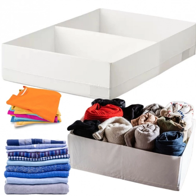Organizator textil alb cu despărțitor pentru îmbrăcăminte