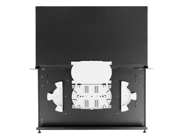 Przełącznica rack 19 pentru fibră optică cu 12 porturi SC simplex sau 12 LC duplex, neagră, cu accesorii