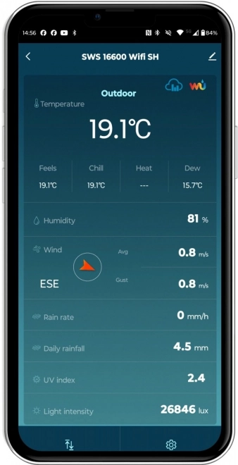 Stație meteorologică inteligentă WiFi cu senzor 7 în 1