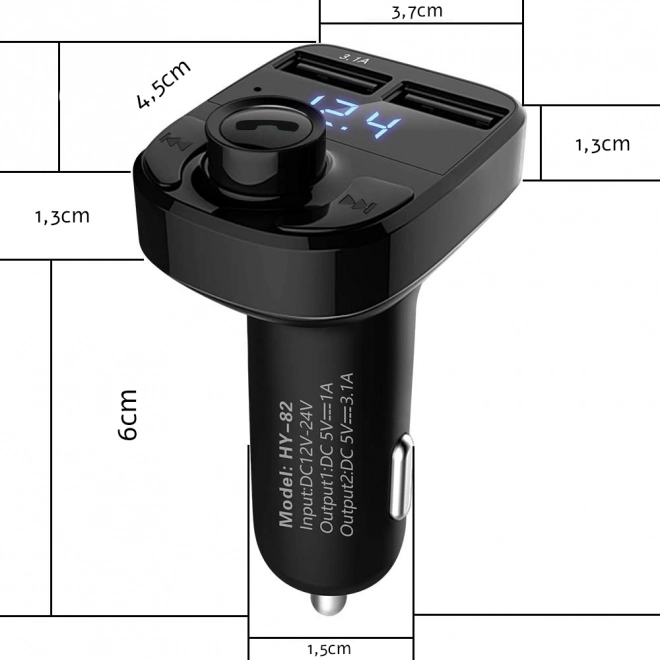 FM Bluetooth autotransmițător și încărcător 2x USB