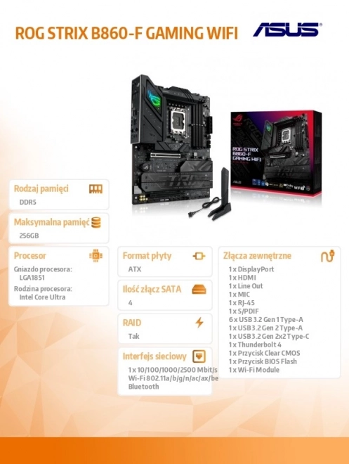 Placă de bază ROG STRIX B860-F GAMING WIFI