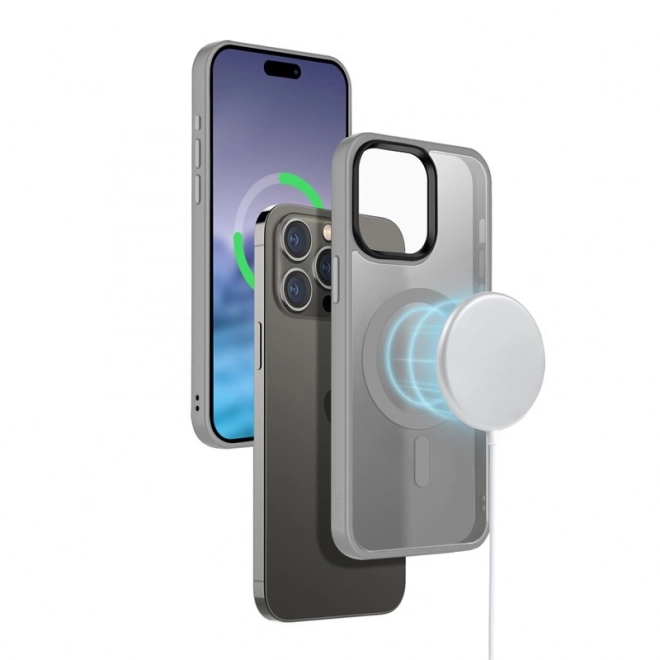 Husă Hybrid Frost MAG pentru iPhone 15 Pro Max Gri