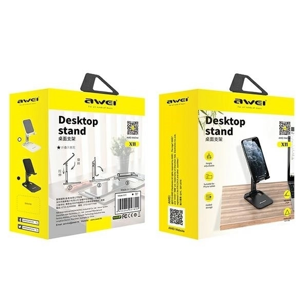 Suport de birou negru pentru tablete și smartphone-uri