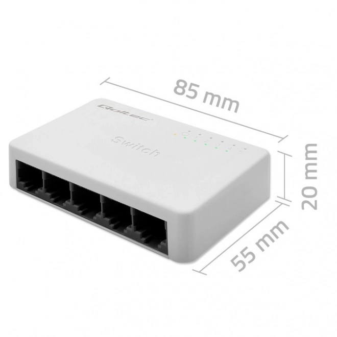 Comutator rețea 5 porturi RJ45 Fast Ethernet Qoltec