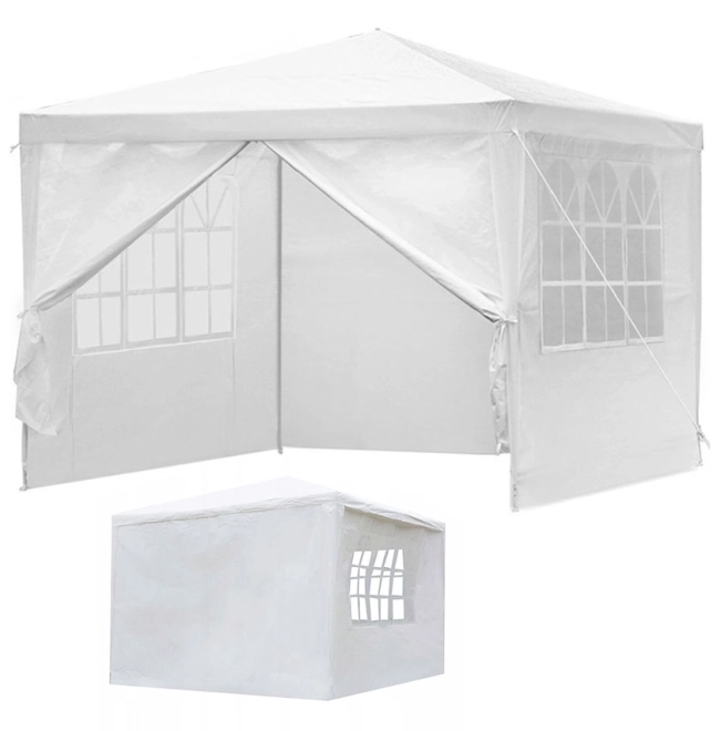 Pavilion de grădină 3x3 m alb cu 4 pereți