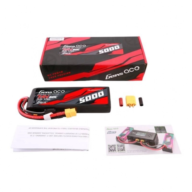 Baterie lipo Gens Ace G-Tech 5000mAh 7,4V 60C cu carcasa din PC și conector XT60