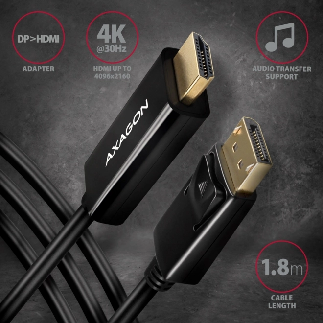 Adaptor activ DisplayPort la HDMI 1.4 cu cablu de 1,8m, 4K/30Hz