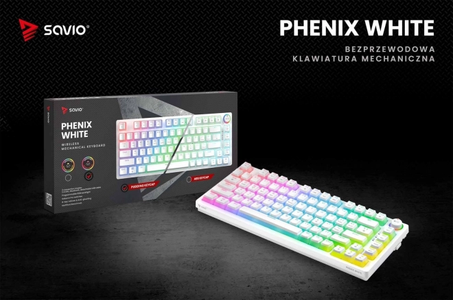 Tastatură mecanică wireless Phenix White cu Gateron Red Pro Pudding