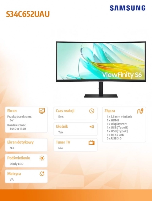 Monitor ViewFinity S65UA 34 inch curbat