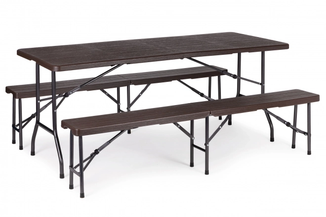 Set masă și bănci pliante 180 cm maro modernhome