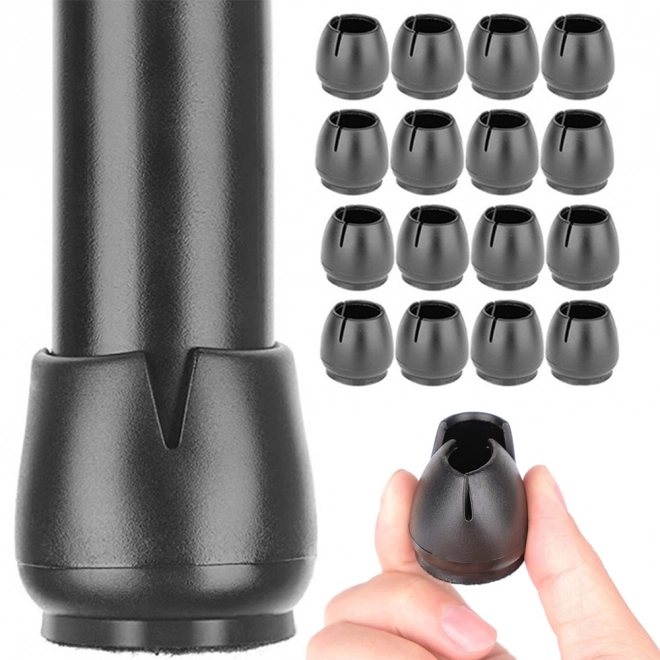 Protecții din pâslă pentru picioarele scaunului 12-16 mm negre set 16 bucăți