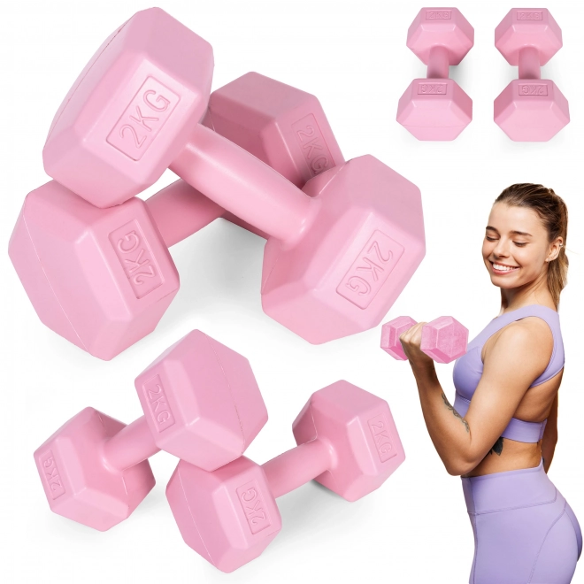 Set de gantere roz 2x2 kg ModernHome pentru fitness
