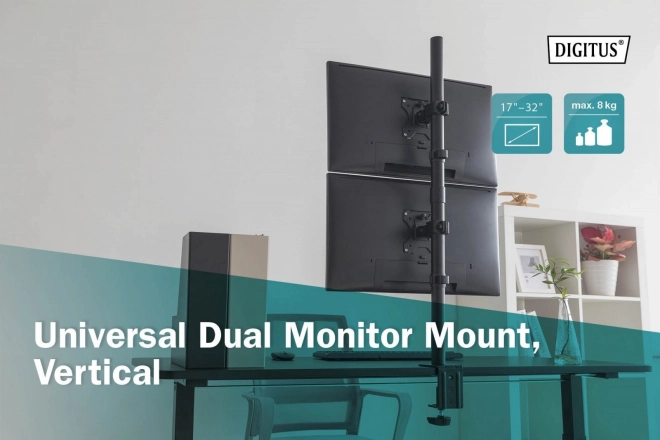 Suport birou pentru două monitoare 32 inch 8kg negru
