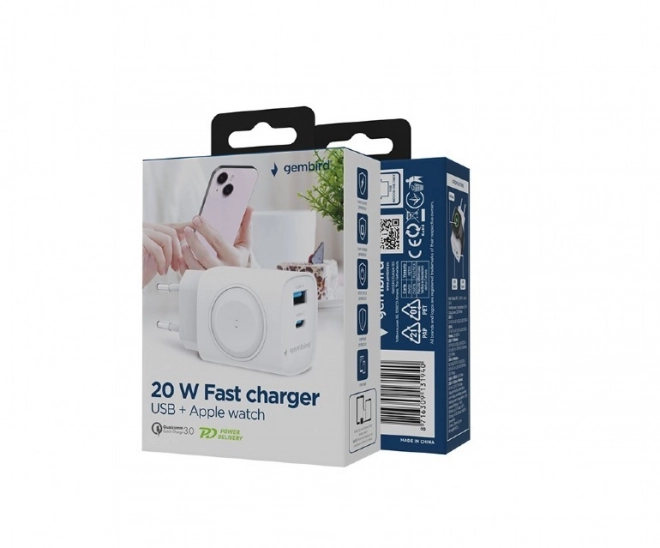 Încărcător USB-A USB-C 20W Power Delivery Quick Charge alb