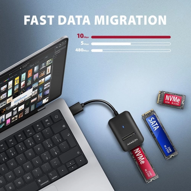 Adaptor usb 3.2 gen 2 m.2 nvme/sata ssd 10 gbps 10 cm cablu usb-a