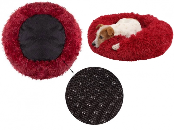 Pisică pufoasă pat moale canapea pernă 80 cm – burgundy