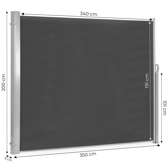 Marchiză laterală pliabilă 350x200 cm copertină de protecție pentru gradină sau terasă antracit MultiGarden