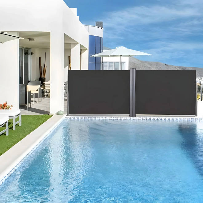 Markiză dublă față 300x300x180 cm paravan solar pentru intimitate antracit MultiGarden