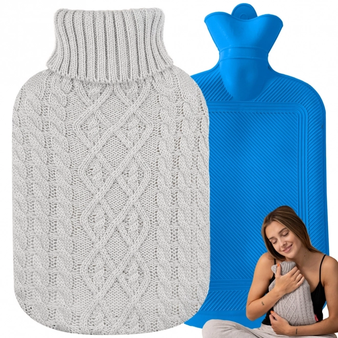 Termofor din cauciuc cu husă pulover, 2L