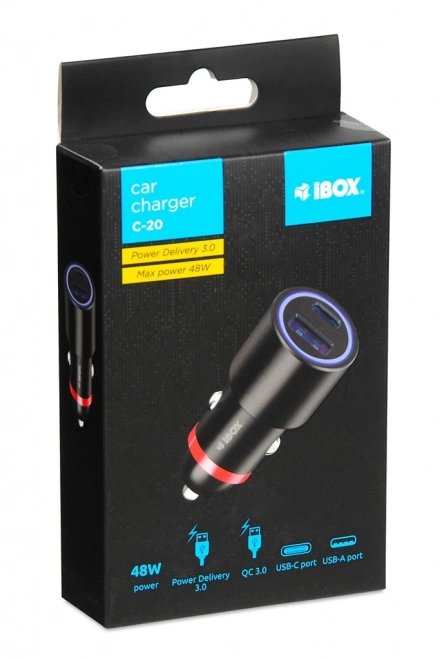 Încărcător auto rapid IBOX 48W cu A+C