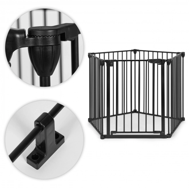 Barieră de siguranță Ecotoys pentru copii și animale de companie, 5 panouri, metal negru