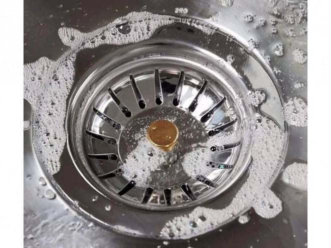 Sită metalică pentru chiuvetă cu coș mare și sifon