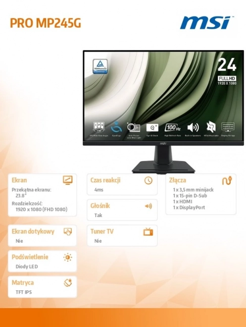 Monitor LED 23.8 inch FHD negru