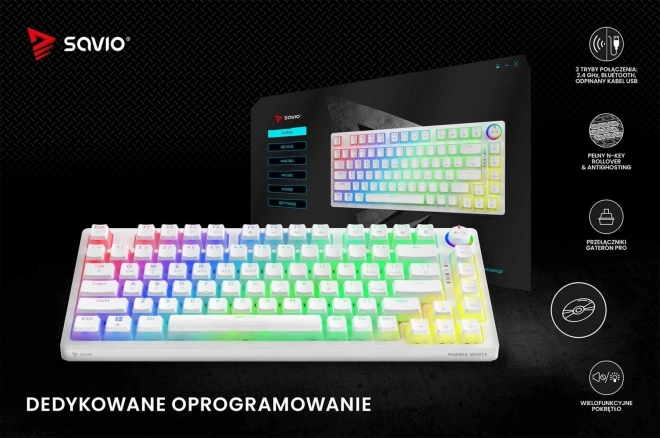 Tastatură mecanică wireless Phenix White cu Gateron Red Pro Pudding