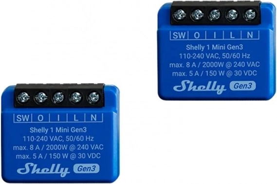 Shelly 1 Mini Gen3 set de relee inteligente (2 buc) Wi‑Fi/Bluetooth