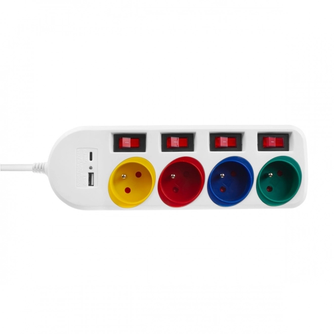 Prelungitor cu 4 prize și USB A/C Maclean