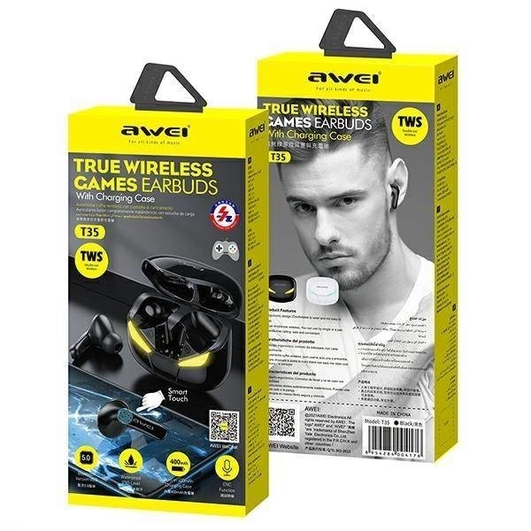 Căști Bluetooth T35 TWS pentru Gaming, Negru