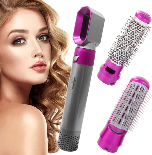 Perie cu aer cald 3‑în‑1 cu accesorii pentru uscare, netezire și volum