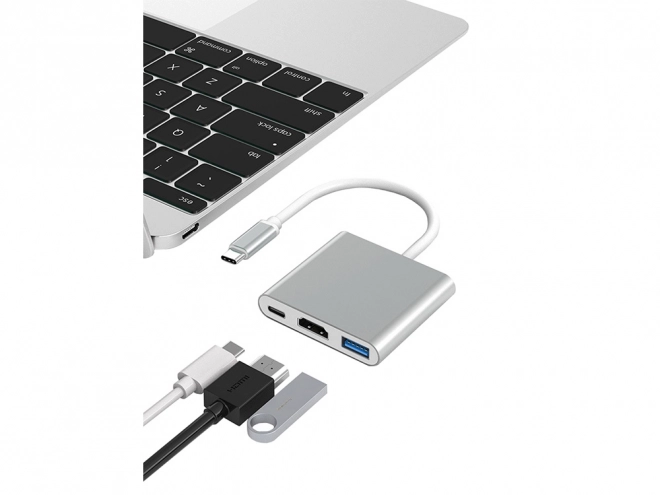 Adaptor hub 3 in 1 usb-c usb 3.0 hdmi 4k