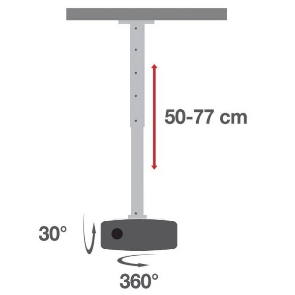 Braț de proiector sufit 50-77cm alb