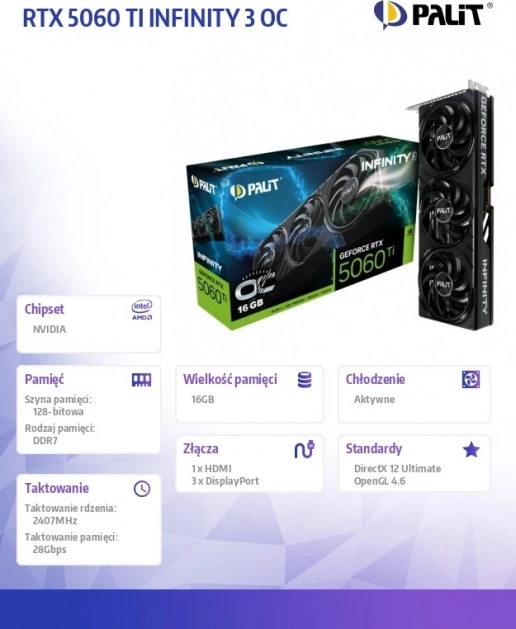 Placa grafică RTX 5060 Ti Infinity 3 OC 16GB GDDR7