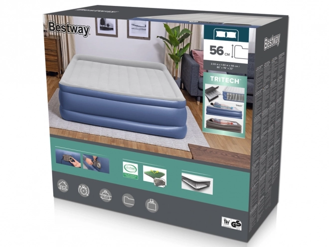 Matrac Bestway pentru 2 persoane cu pompă Tritech Air incorporată 203x193x56cm King 67692