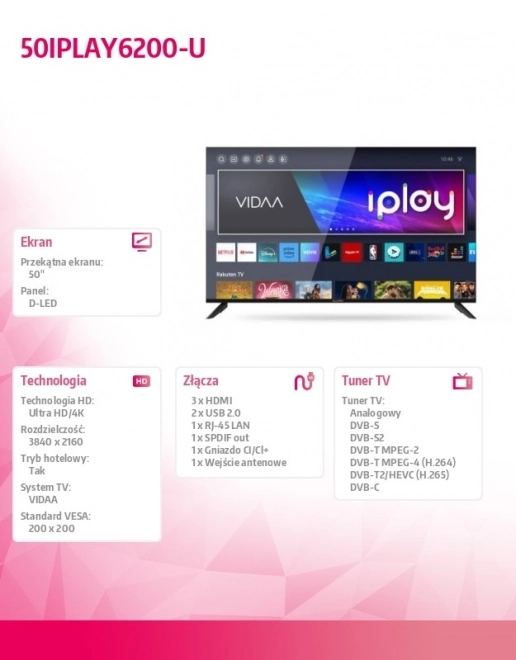 Televizor LED 50 de inchi 50iPlay6200-U
