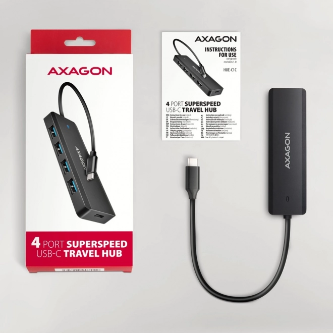 Hub USB de călătorie cu 4 porturi și alimentare USB-C