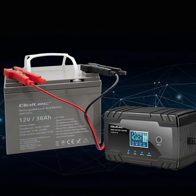 Încărcător inteligent microprocesor 12V/8A și 24V/4A cu funcție de reparație pentru acumulator AGM GEL