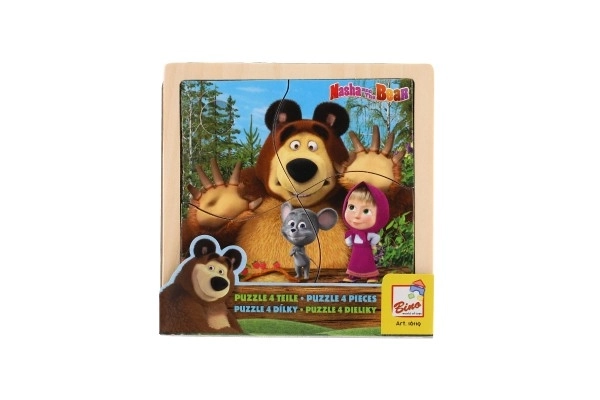 Puzzle din lemn cu șoricelul Mașa și Ursul 15cm