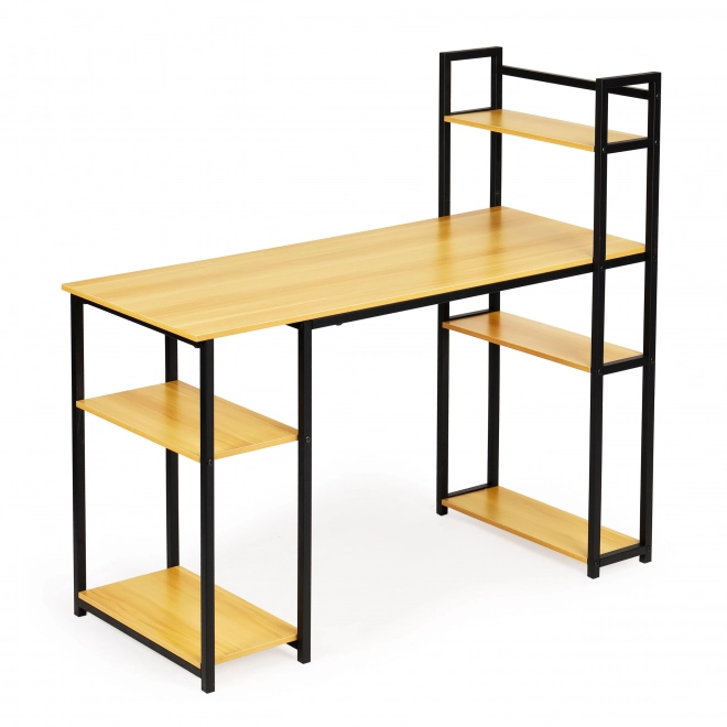 Birou modern stil loft cu rafturi din stejar deschis