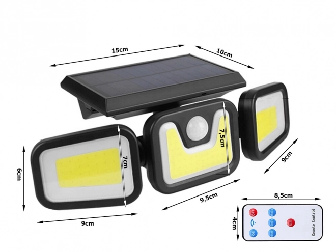 Lampa solară stradală cu 103 LED-uri COB și senzor de mișcare