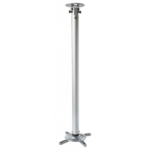 Braț telescopic pentru proiector, montaj plafon, 15kg, argintiu