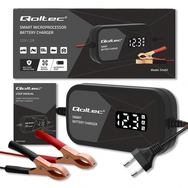 Încărcător inteligent cu microprocesor 12V 2A pentru acumulator AGM GEL cu funcție de regenerare și afișaj LCD