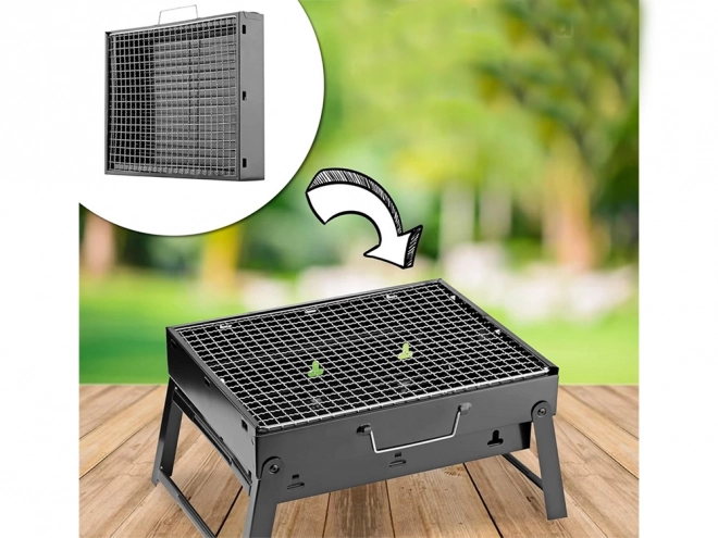 Grătar portabil pliabil pe cărbune pentru camping și BBQ