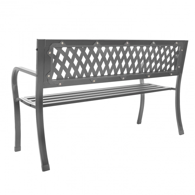 Bancă de grădină cu spătar, bancă de parc pentru terasă și balcon, structură metalică, grafit