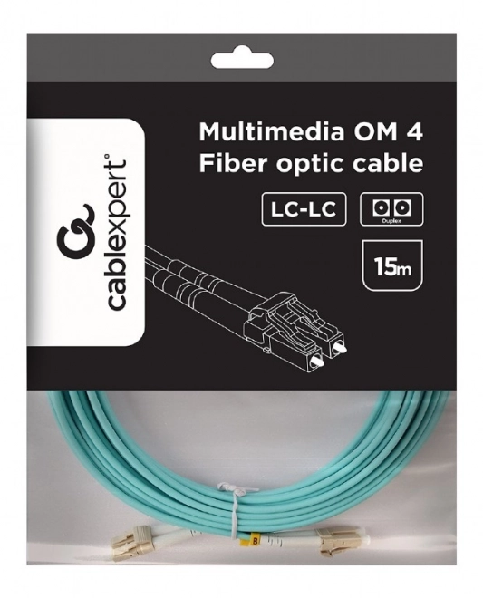 Cablu fibră optică multimodal duplex OM4 15m LC/LC
